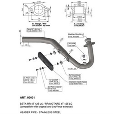 Header Pipes LeoVince BETA RR 4T 125 LC / RR MOTARD 4T 125 LC 2021 - 2023 HEADER PIPES