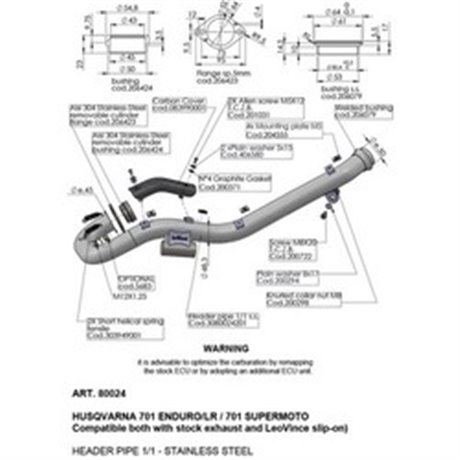 Header Pipes LeoVince HUSQVARNA 701 SUPERMOTO 2021 - 2024 HEADER PIPES