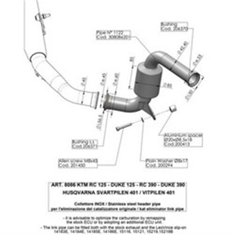 Cat Eliminator (Link pipe) LeoVince HUSQVARNA VITPILEN 401 2018 - 2019 CAT ELIMINATOR (LINK PIPE)
