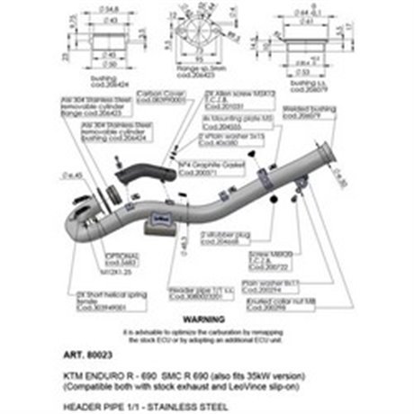 Svody LeoVince KTM 690 ENDURO R 2019 - 2024 HEADER PIPES