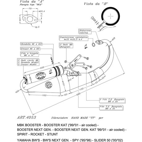 Exhaust LeoVince MBK BOOSTER/NEXT GENERATION 1988 - 1999 HAND MADE TT BLACK EDITION