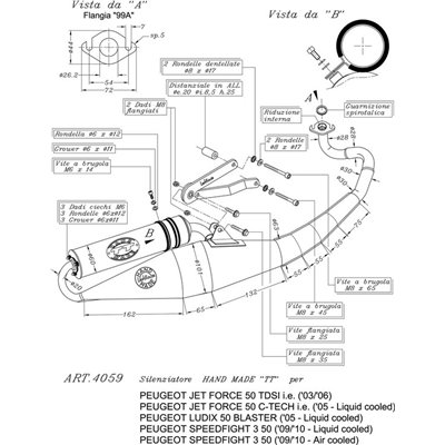 Exhaust LeoVince PEUGEOT JET FORCE 50 TDSI injection 2003 - 2006 HAND MADE TT