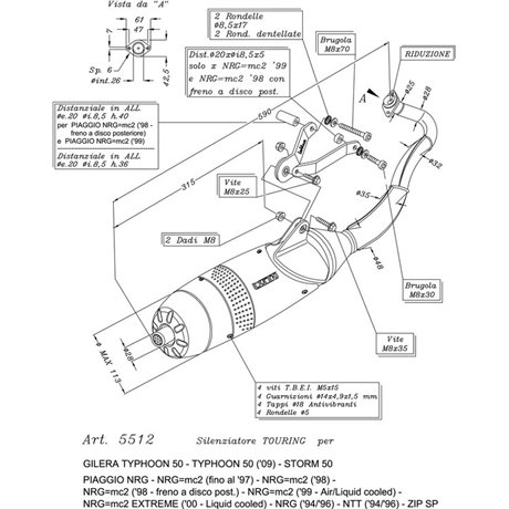 Výfuk LeoVince PIAGGIO NRGmc2 rear disk brake 1998 TOURING