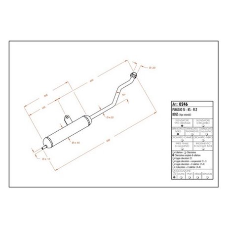 Exhaust LeoVince PIAGGIO SI/KS/FL2/BOSS round shape SITO