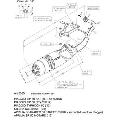Exhaust LeoVince PIAGGIO ZIP KAT air cooled 2000 TOURING