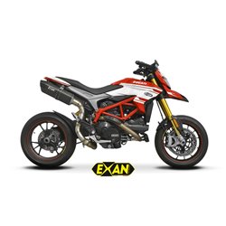 Moto exhaust Exan Oval X-Black Carbon Ducati Hypermotard 821 2013 - 2016 high position 