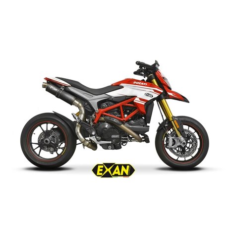 Moto Auspuff Exan X-GP Black Inox Ducati Hypermotard 821 2013 - 2016 hohe Position 