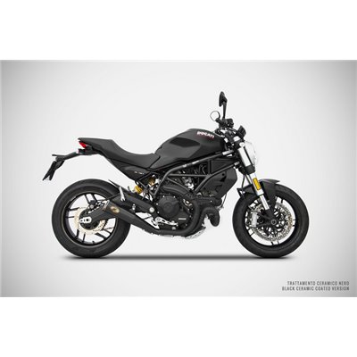 Zard ZUMA-BLACK SS E4 SLIP-ON, BLACK END CAP&LOGO DUCATI MONSTER 797 17 - 19