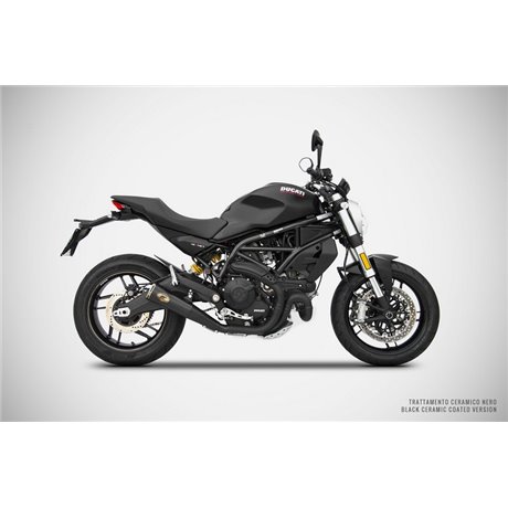 Zard ZUMA-BLACK SS RACING SLIP-ON, BLACK END CAP&LOGO DUCATI MONSTER 797 17 - 19