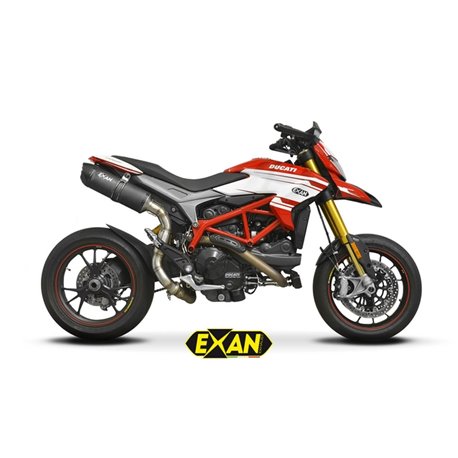Moto exhaust Exan Carbon Cap Black Inox Ducati Hypermotard 939 2016 - 2019 high position 
