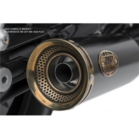 Zard SLIM-SS E3 SLIP-ONS AND BRONZED END CAP&LOGO MOTO GUZZI V9 BOBBER / ROAMER 16 - 19