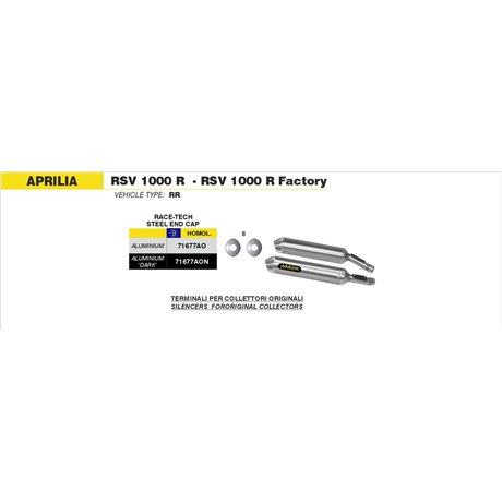Výfuk Arrow Aprilia RSV 1000 R / R Factory 2004 - 2008 Race-Tech aluminum