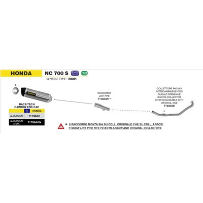 Pipes Arrow Honda NC 750 S 2014 - 2015 Collectors 