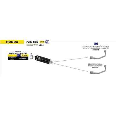 Pipes Arrow Honda PCX 150 2014 - 2016 Collectors 